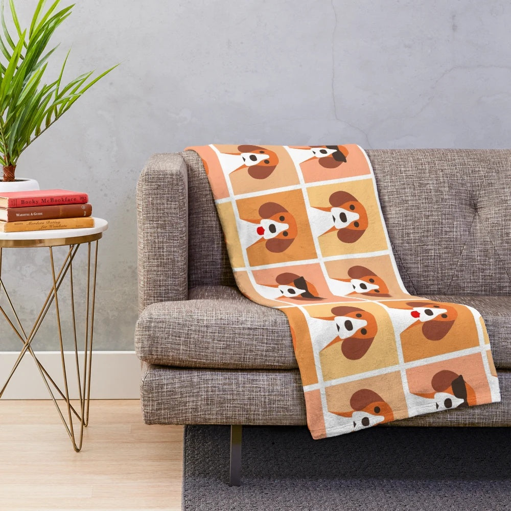 Soft and cuddly beagle-patterned plush blanket for dog lovers
