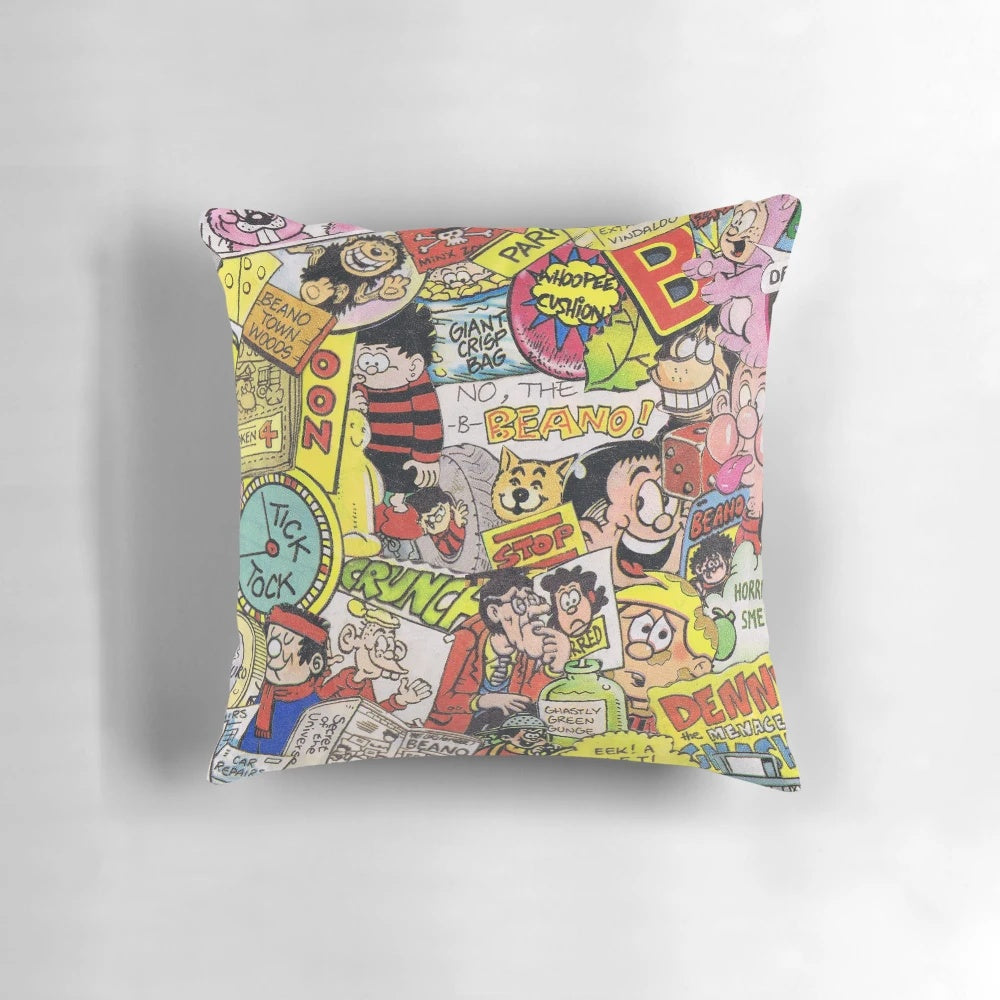 Beano Cartoon Knasher Pillow featuring Dennis the Menace and other beloved characters