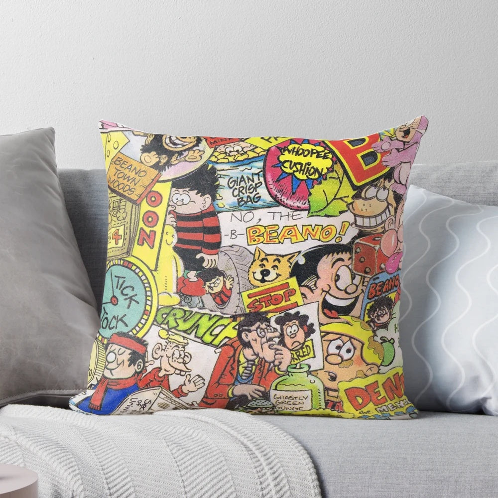 Beano Cartoon Knasher Pillow featuring Dennis the Menace and other beloved characters