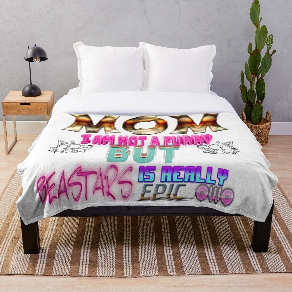 Beastars inspired plush blanket featuring characters from the anime/manga