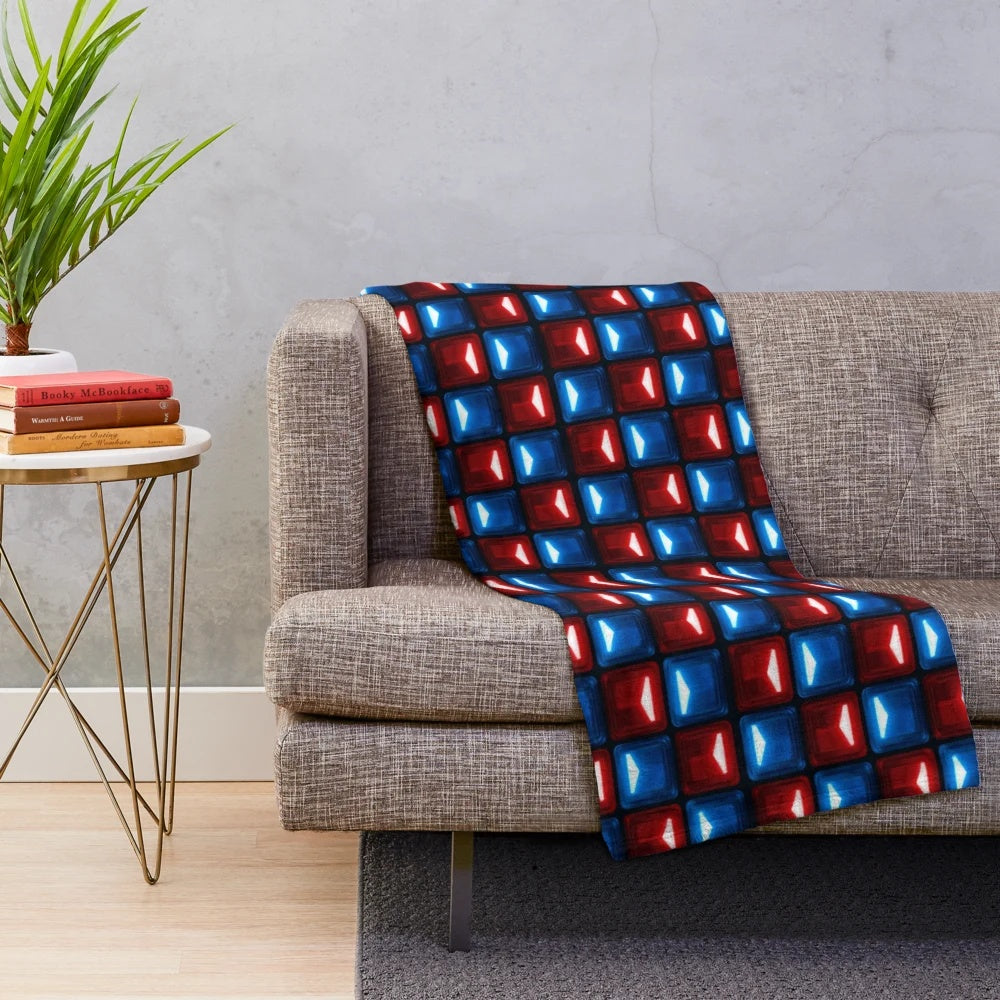 Beat Saber inspired plush blanket with custom block pattern design