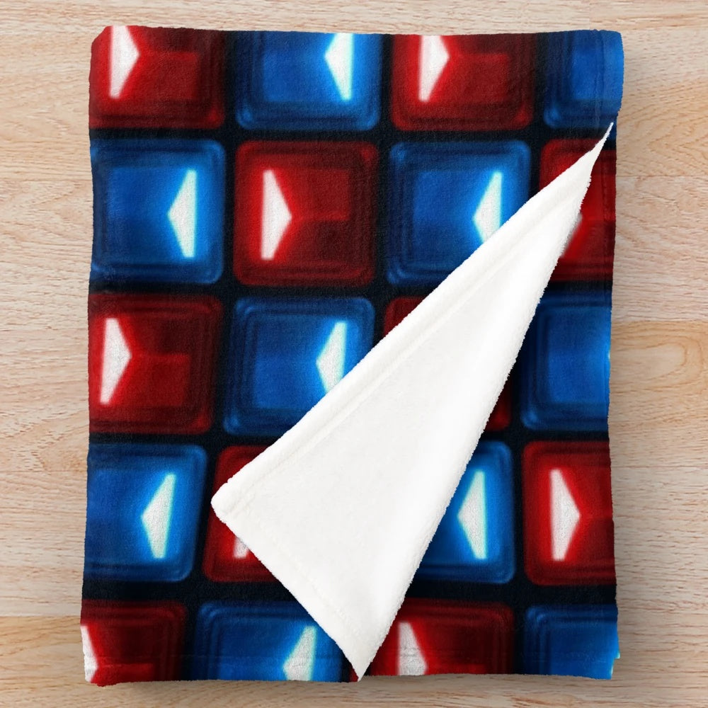 Beat Saber inspired plush blanket with custom block pattern design