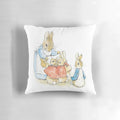 Decorative pillow featuring the iconic Peter Rabbit character from Beatrix Potter's classic children's storybooks.