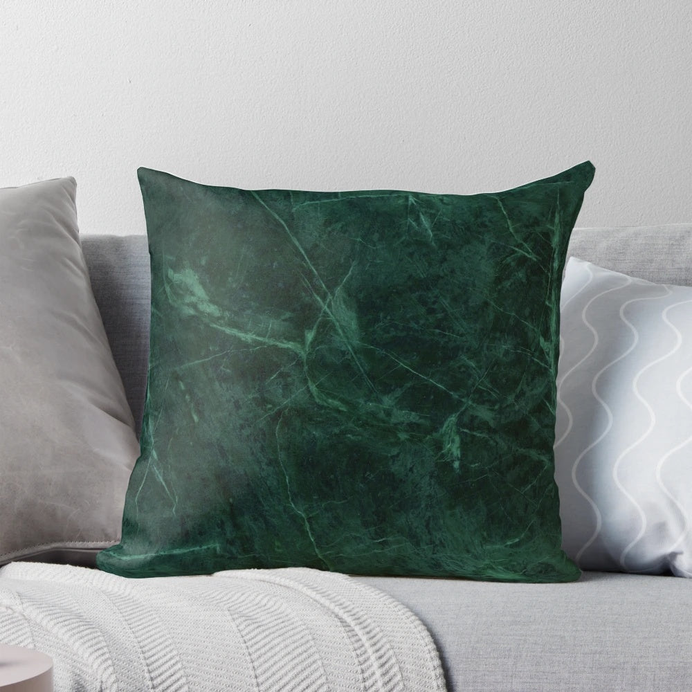Green marble pattern decorative throw pillow for gothic or goth home decor