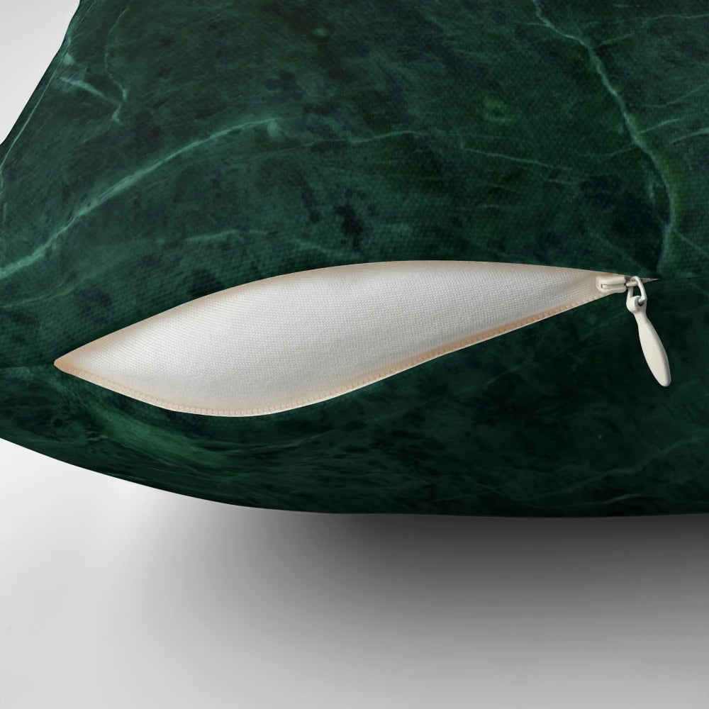 Green marble pattern decorative throw pillow for gothic or goth home decor