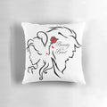 Beauty and the Beast inspired throw pillow with rose and storybook design