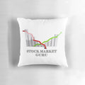 A plush pillow with the text "Stock Market Guru" printed on it, a perfect accessory for the modern work-from-home professional.