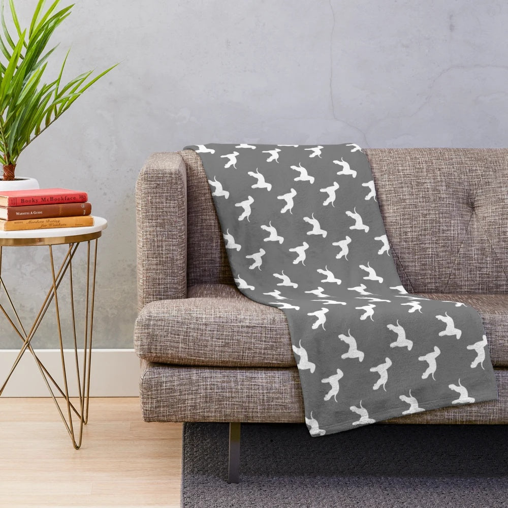 Bedlington Terrier Silhouette Plush Blanket