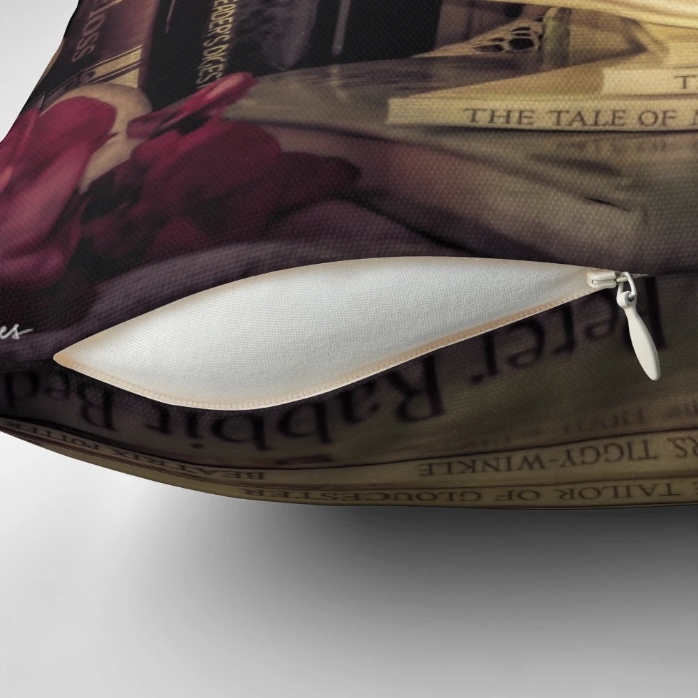 Bedtime story pillow featuring illustrations from classic children's storybooks