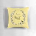 Bee-themed decorative throw pillow with floral and nature-inspired design