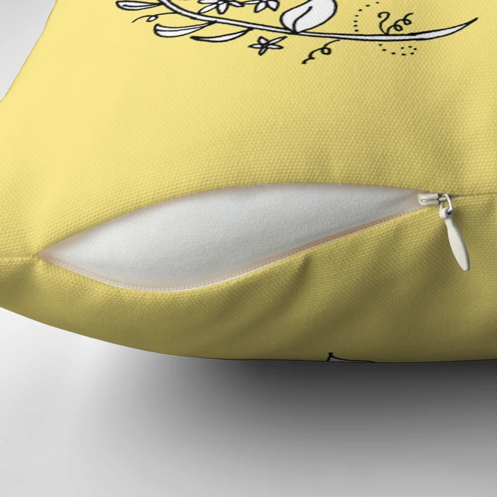 Bee-themed decorative throw pillow with floral and nature-inspired design