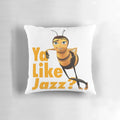 Decorative pillow featuring a "Ya Like Jazz?" design, inspired by the popular "Bee Movie" meme.