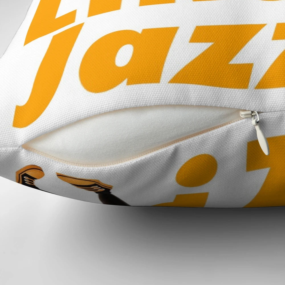 Decorative pillow featuring a "Ya Like Jazz?" design, inspired by the popular "Bee Movie" meme.