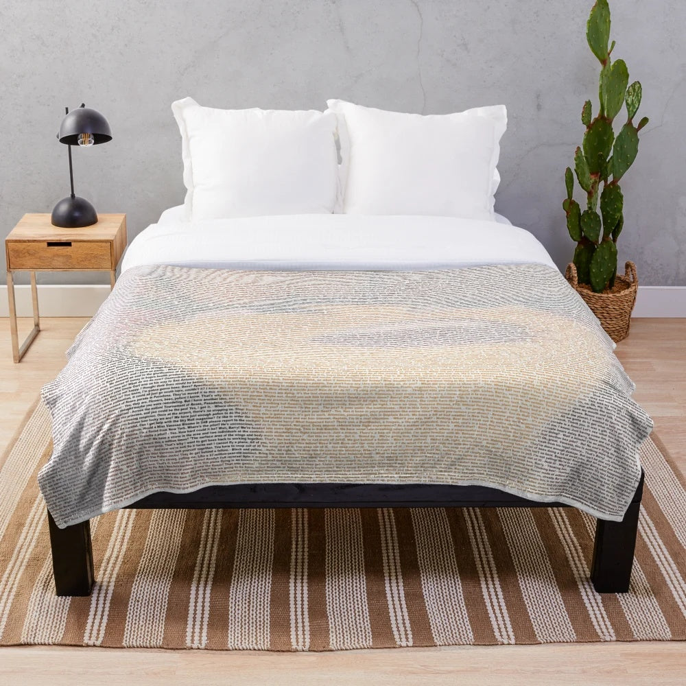 Plush blanket featuring the entire Bee Movie script and characters