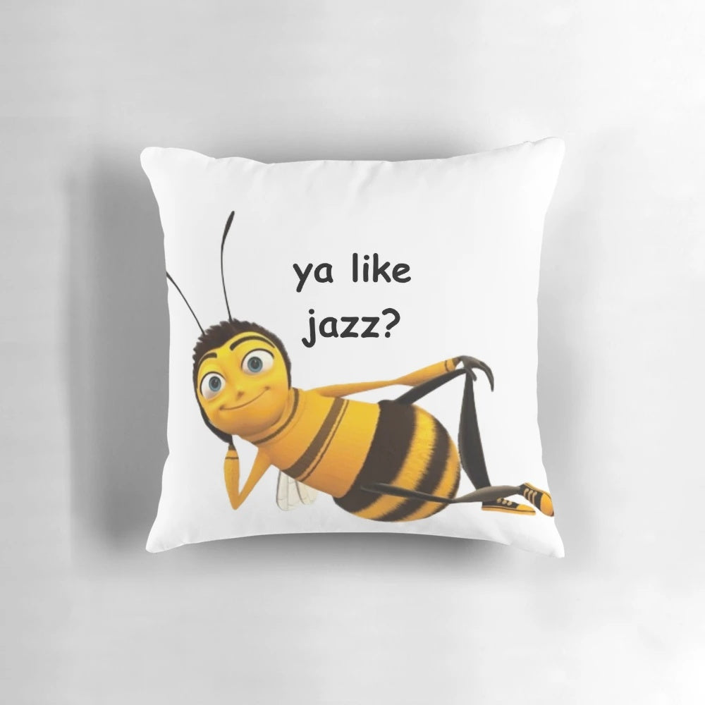 Bee Movie-inspired "Ya Like Jazz?" decorative throw pillow