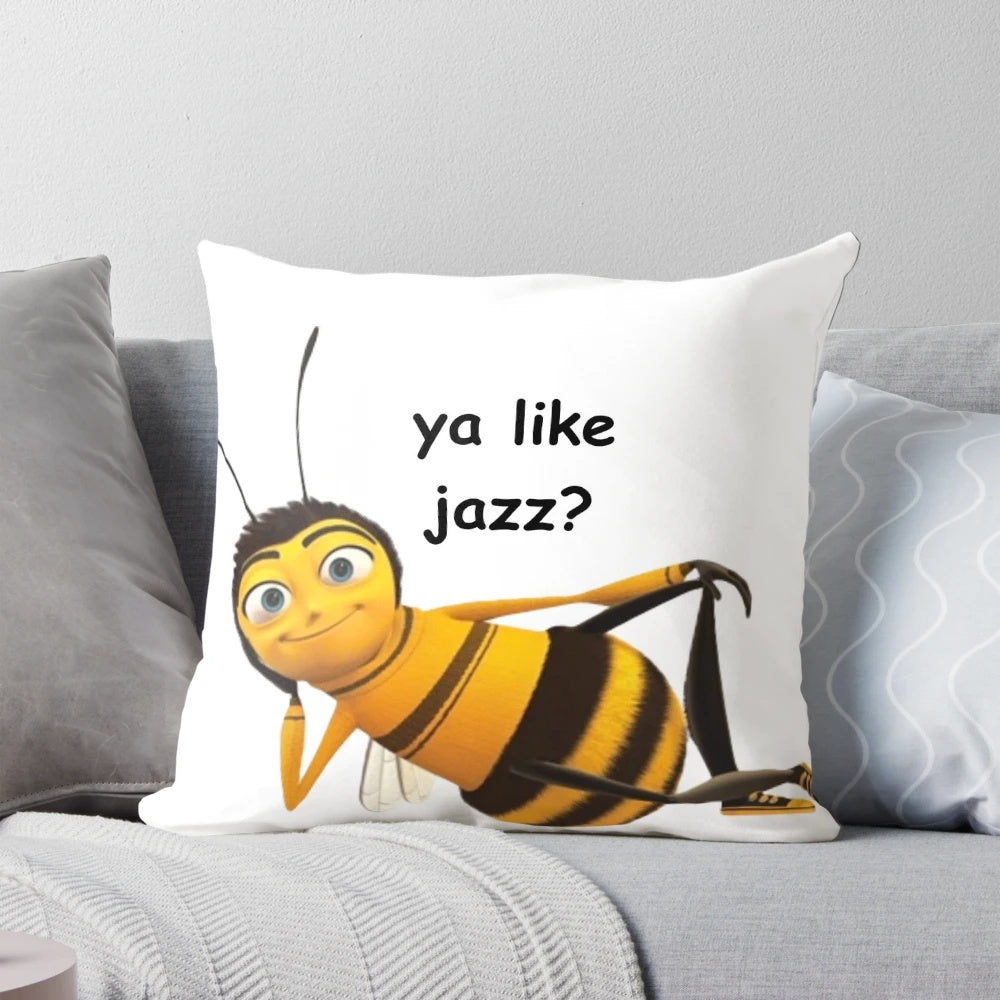 Bee Movie-inspired "Ya Like Jazz?" decorative throw pillow