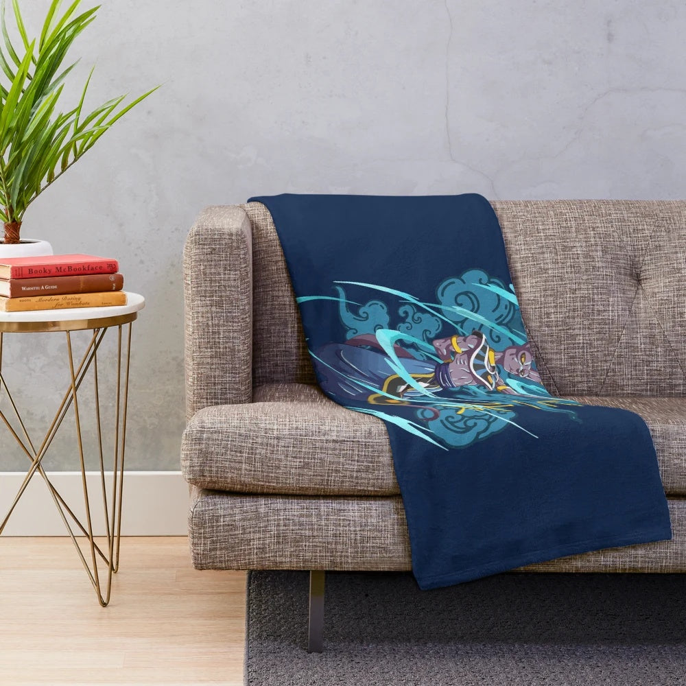 Beerus the Destroyer inspired plush blanket featuring the iconic character from Dragon Ball Super