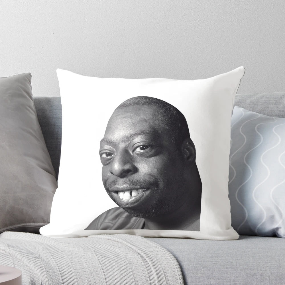 A pillow featuring the character Lester Green from the movie Beetlejuice.