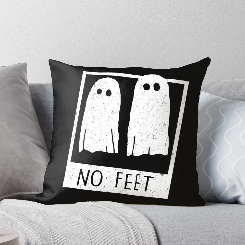 A Beetlejuice-themed pillow with no feet, perfect for a quirky and spooky bedroom.