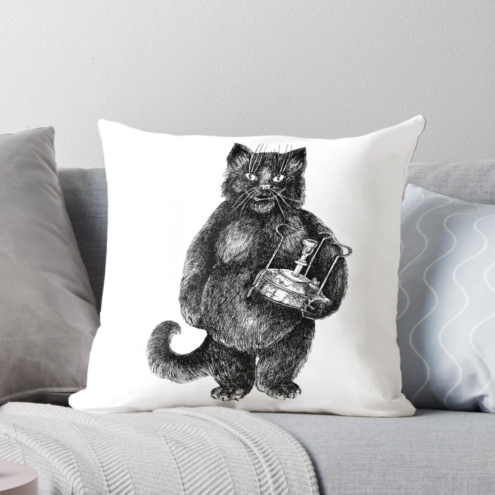 Plush Behemoth the Cat Pillow, a Demonic Feline Inspired by Mikhail Bulgakov's "The Master and Margarita