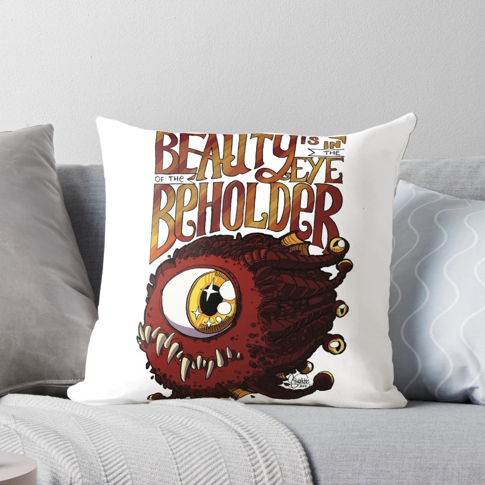 Beholder-themed decorative pillow for tabletop gaming enthusiasts