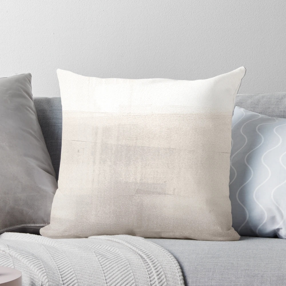 Beige minimalist abstract landscape throw pillow
