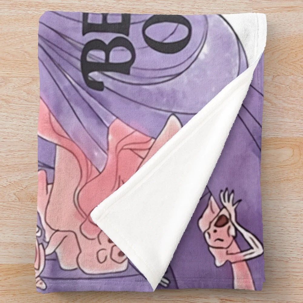 Belladonna inspired anime girl plush blanket with vintage, trippy, and occult imagery