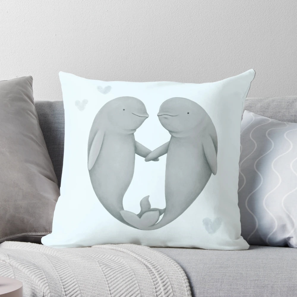 Beluga whale plush heart-shaped pillow, a cute and unusual gift for children