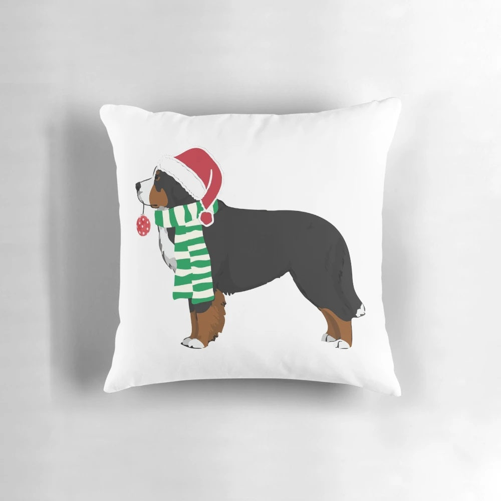 Bernese Mountain Dog Themed Christmas Dog Pillow