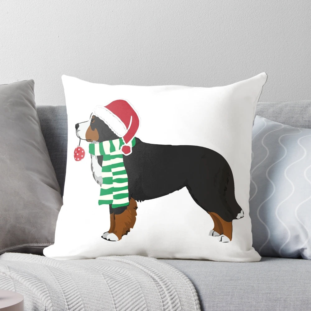 Bernese Mountain Dog Themed Christmas Dog Pillow