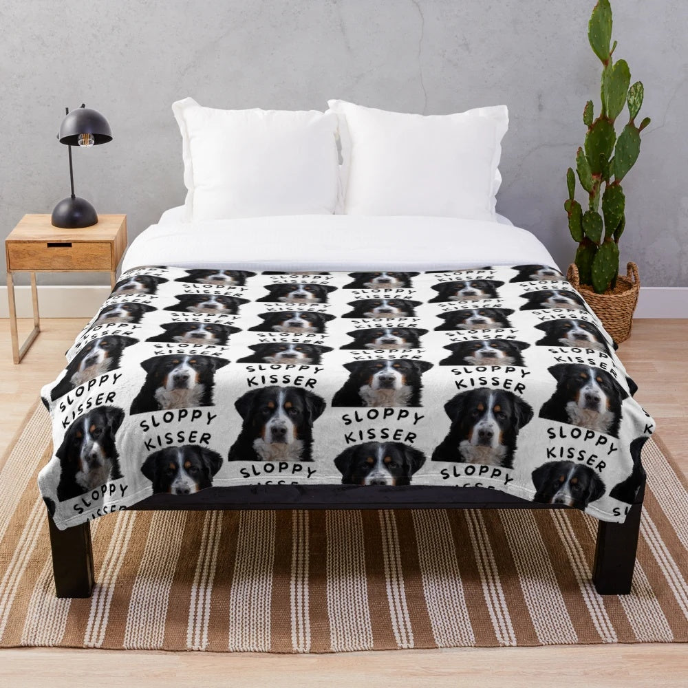 Bernese Mountain Dog "Sloppy Kisser" Plush Blanket