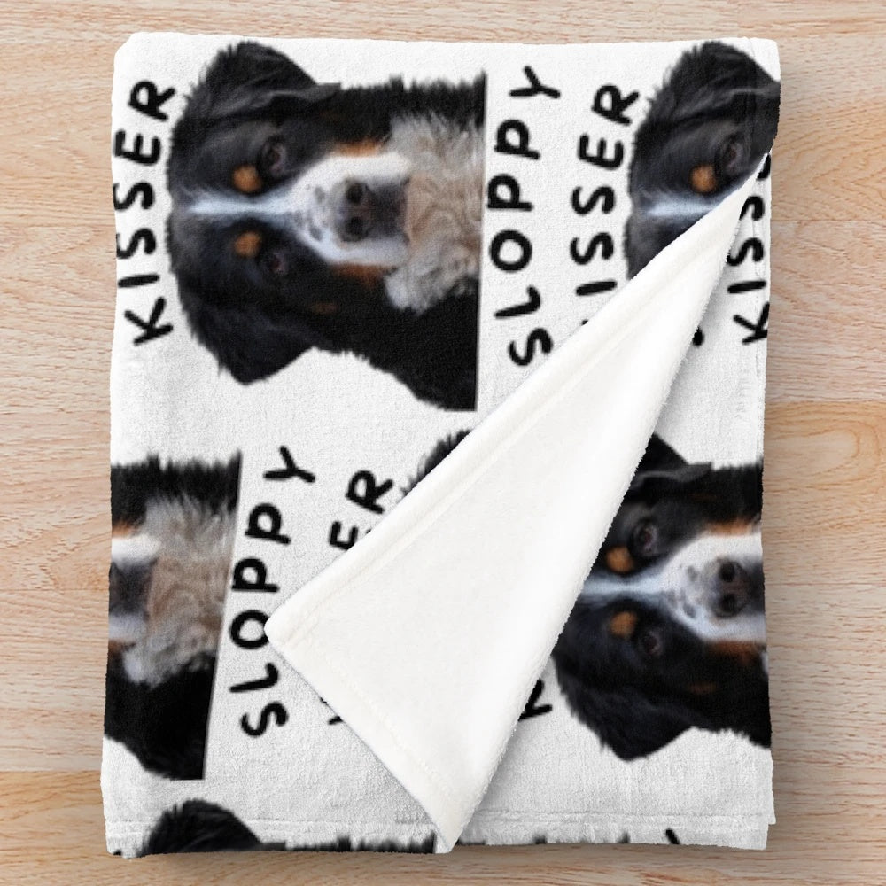 Bernese Mountain Dog "Sloppy Kisser" Plush Blanket