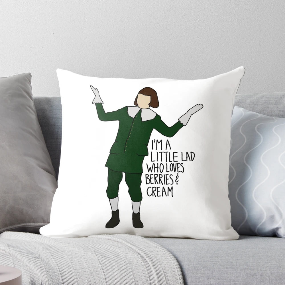 Decorative throw pillow featuring a berries and cream design, inspired by the popular "Little Lad" dance trend on TikTok.