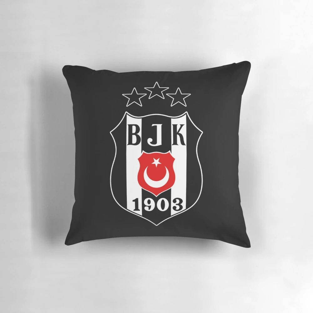 Besiktas Football Club logo printed on a high-quality pillow for sports fans and home decor enthusiasts.