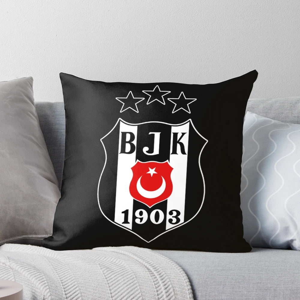 Besiktas Football Club logo printed on a high-quality pillow for sports fans and home decor enthusiasts.