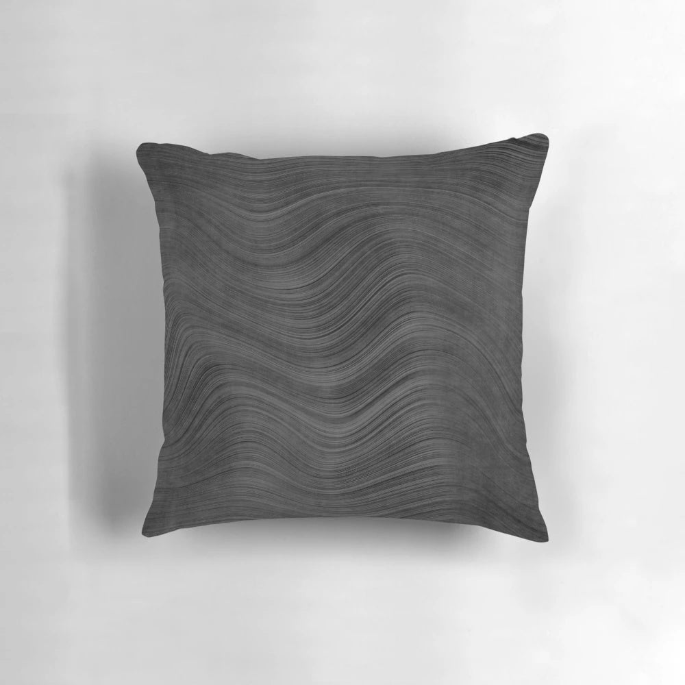 Dark steel pillow cover featuring a fine grain Beskar steel ingot design inspired by the popular Star Wars series, The Mandalorian.