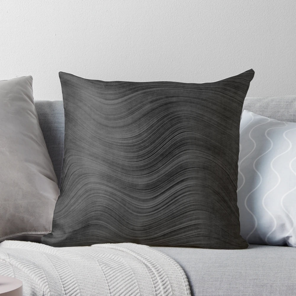 Dark steel pillow cover featuring a fine grain Beskar steel ingot design inspired by the popular Star Wars series, The Mandalorian.