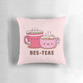 Cute pillow featuring teacups and the text "Best Teas Besties