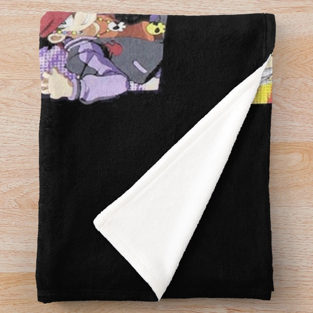 Beyblade Burst-inspired character grid plush blanket