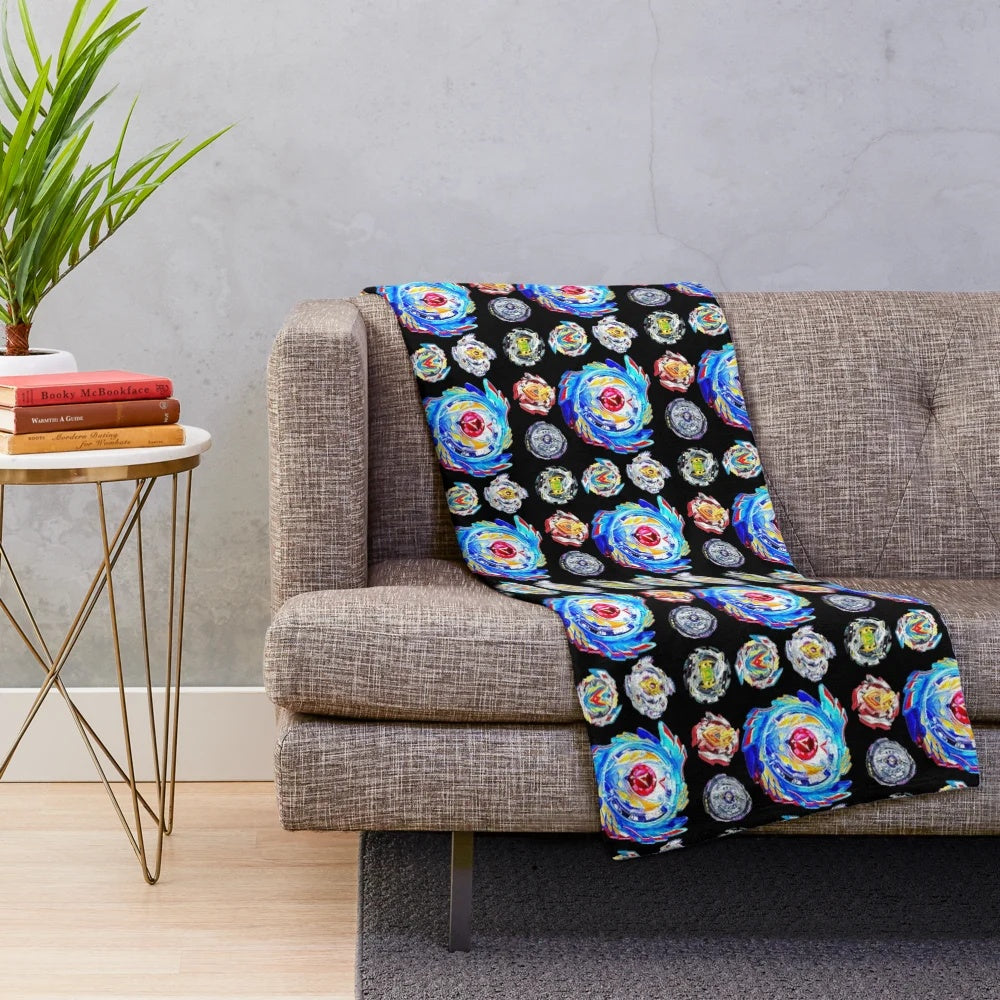 Beyblade Inspired Plush Blanket for Anime Fans