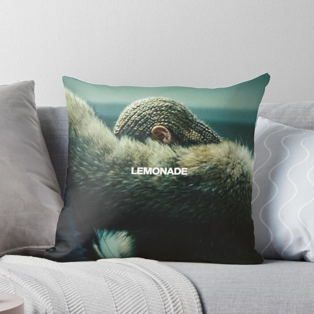Beyoncé-inspired decorative pillow with text "Bey My House