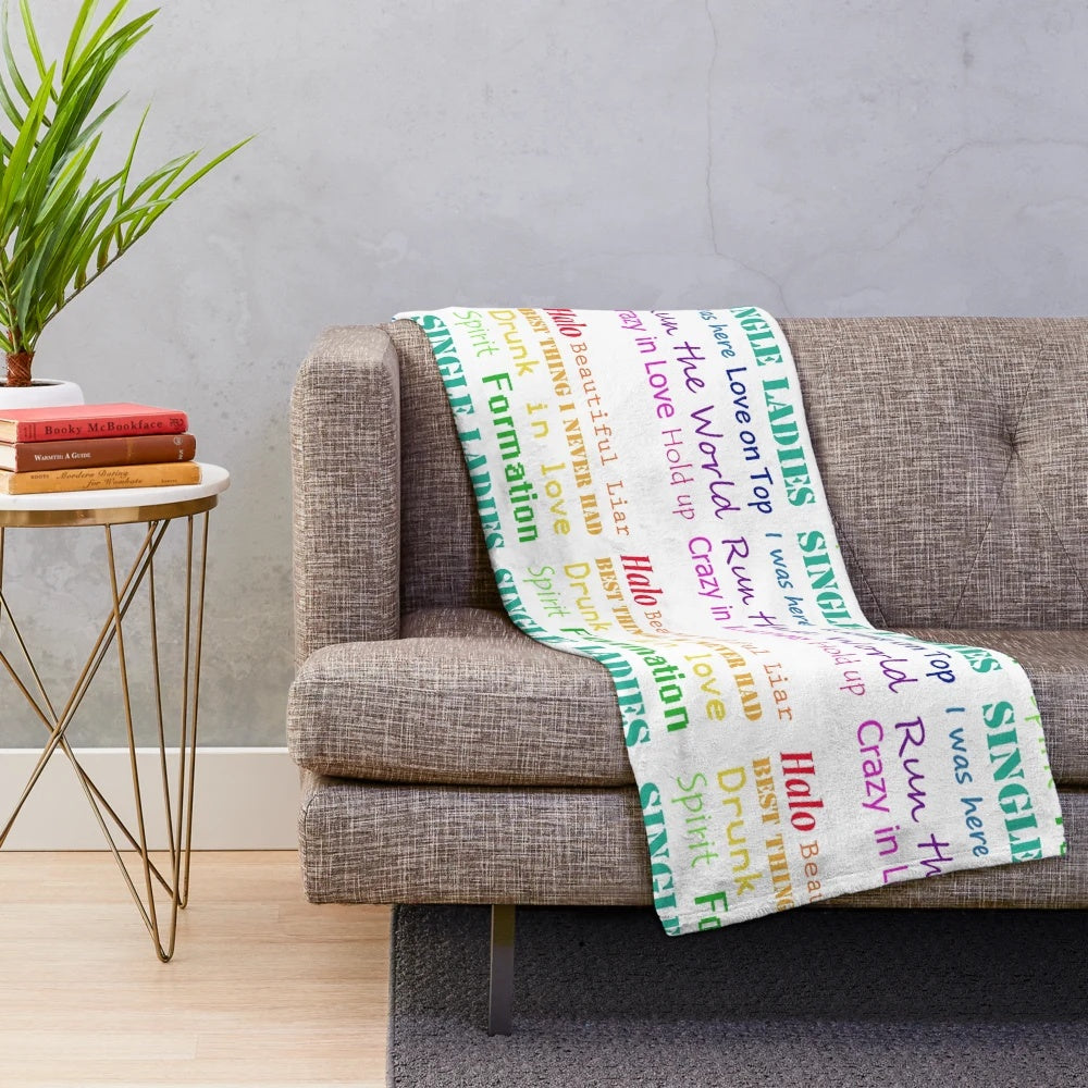 Beyonce inspired plush blanket featuring her popular song titles