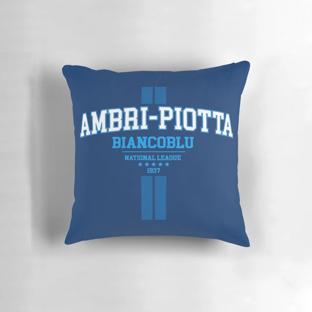 Biancoblu Ambri-Piotta Hockey Pillow featuring the team's iconic colors and logo