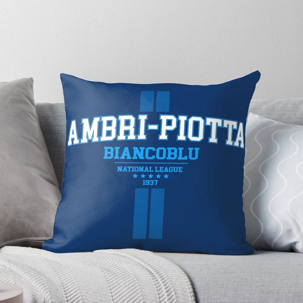 Biancoblu Ambri-Piotta Hockey Pillow featuring the team's iconic colors and logo