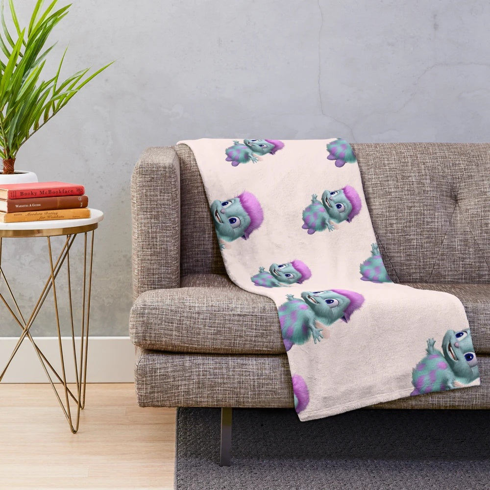 Bibble-inspired plush blanket with soft, cozy fabric