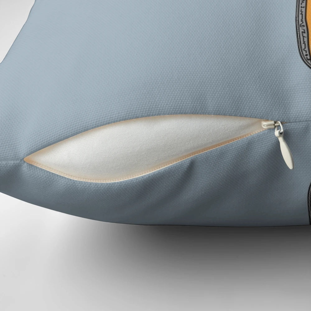Pillow featuring a biblically accurate angel with sword and wings, perfect for a heavenly home decor touch.