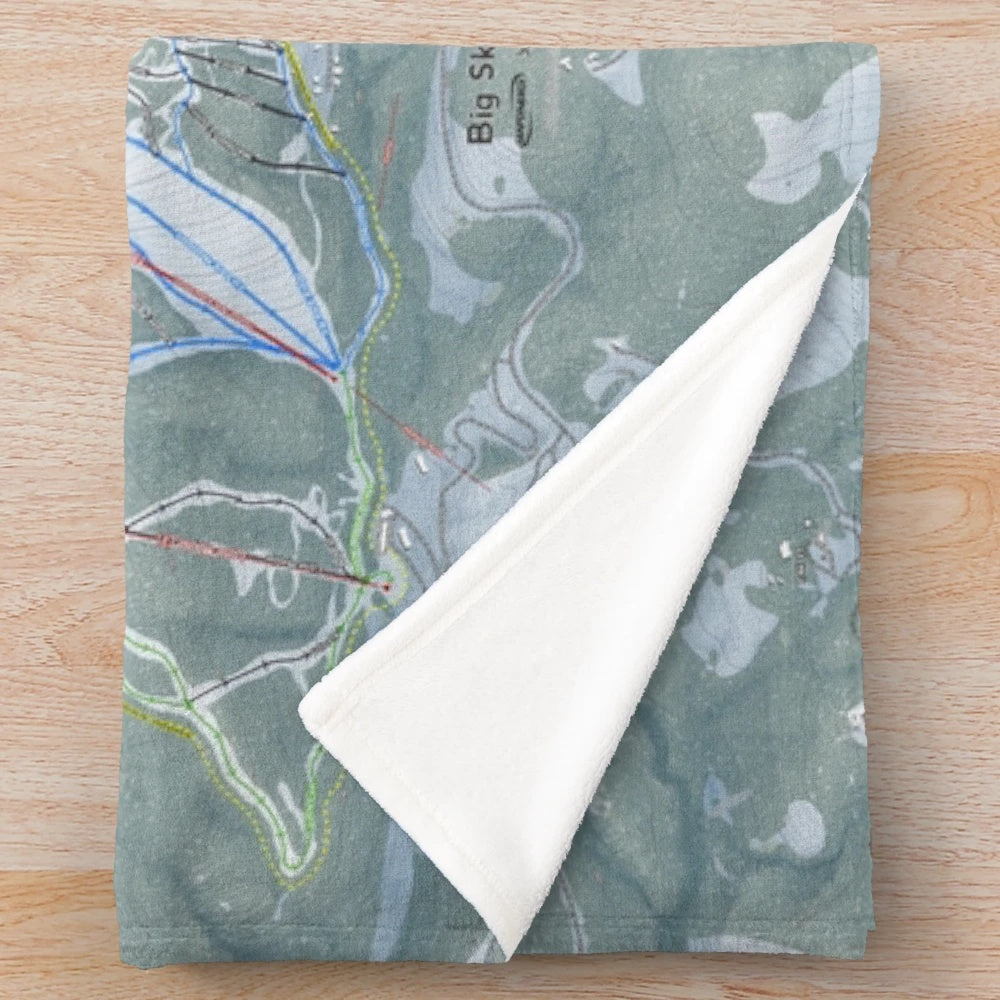 Big Sky Resort plush blanket with detailed trail map design