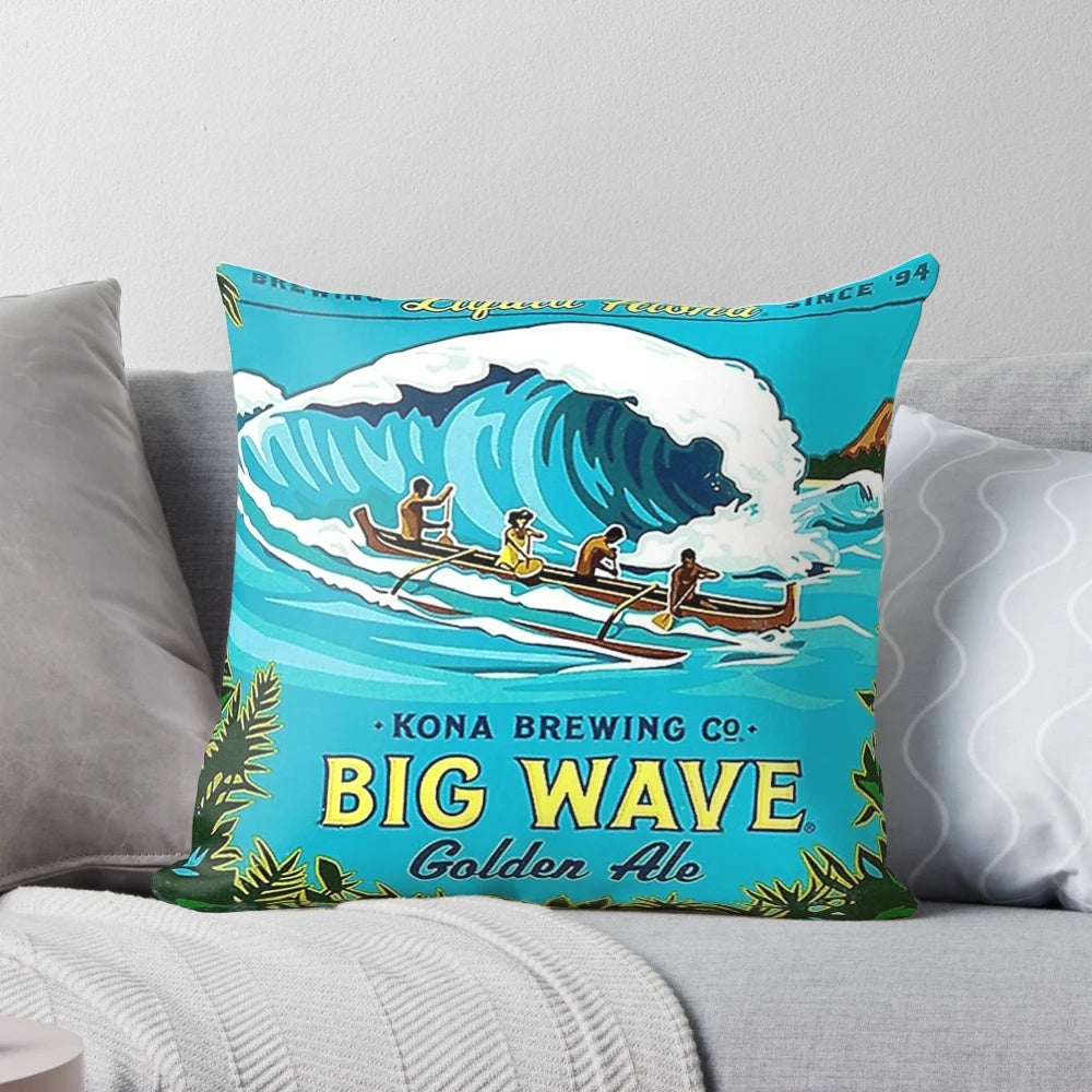 Big Wave Pillow - Capture the Spirit of Kona Hawaii Surfing