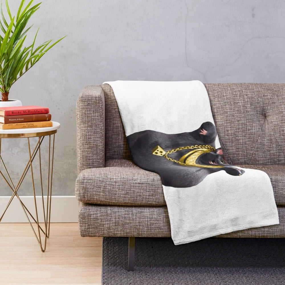 Biggie Cheese inspired plush blanket with cartoon farm animal characters