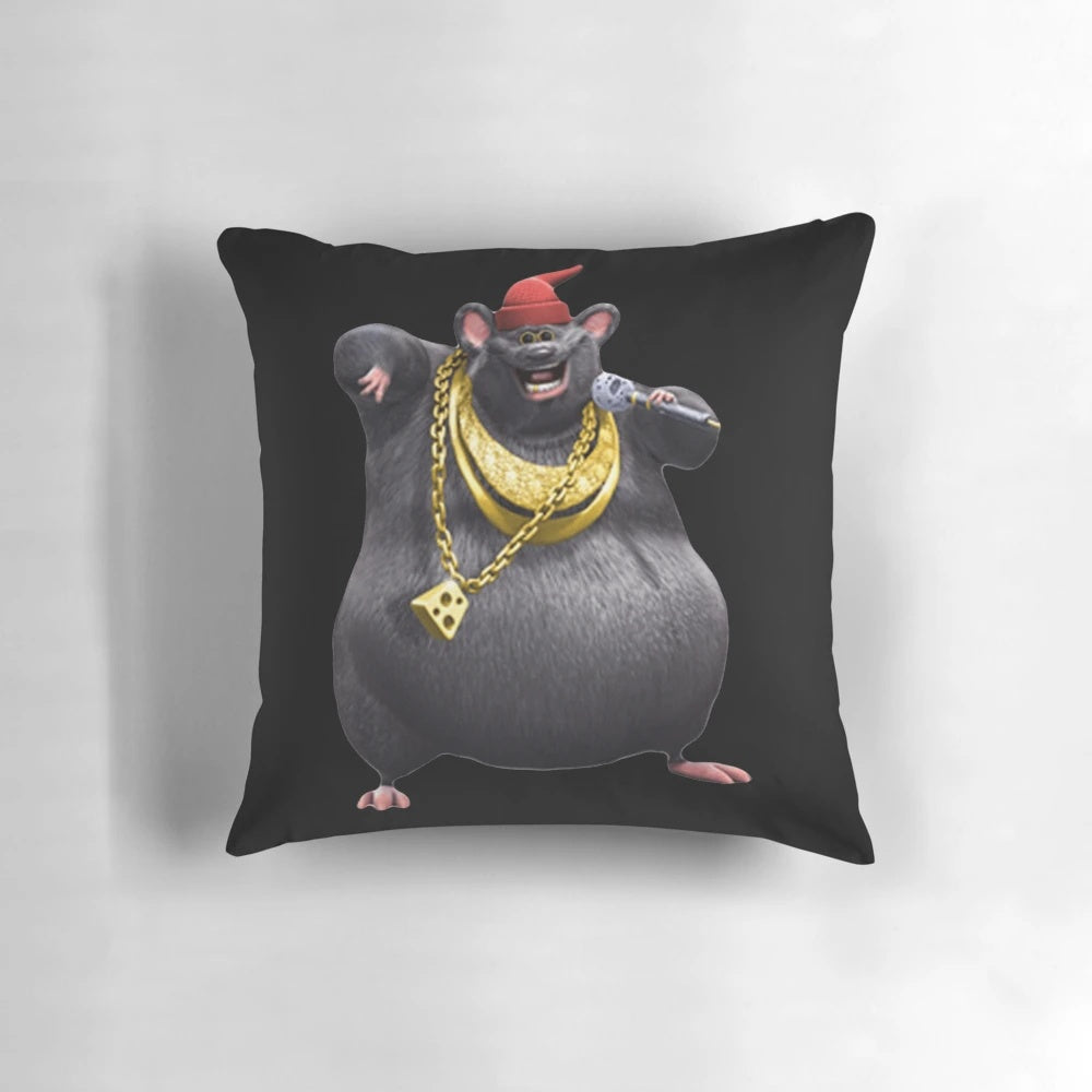 Biggie Cheese Rat Plush Pillow, a Ratatouille-themed home decor item featuring a soft, cuddly cheese-loving rat character.